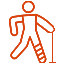 Man bandaged with a broken leg