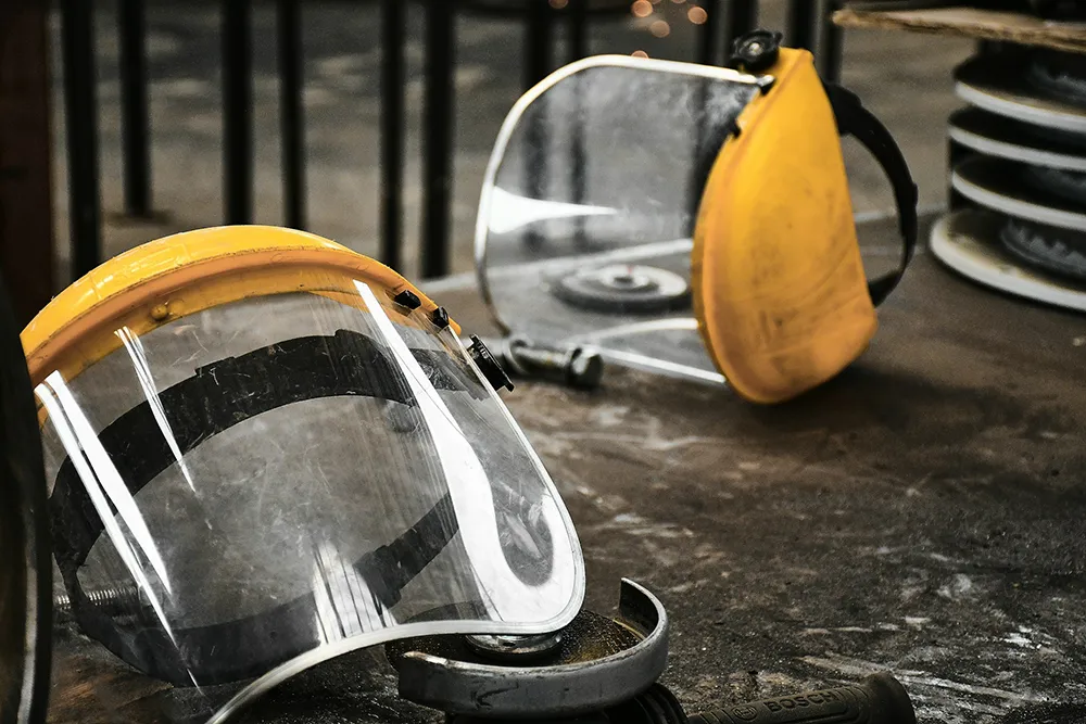 Closeup of a face sheild